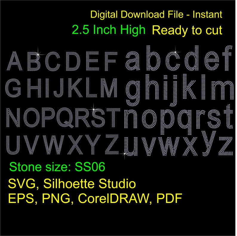 Download All 26 Letters 2.5 Inch High, Using SS6 Rhinestones in Capital ...