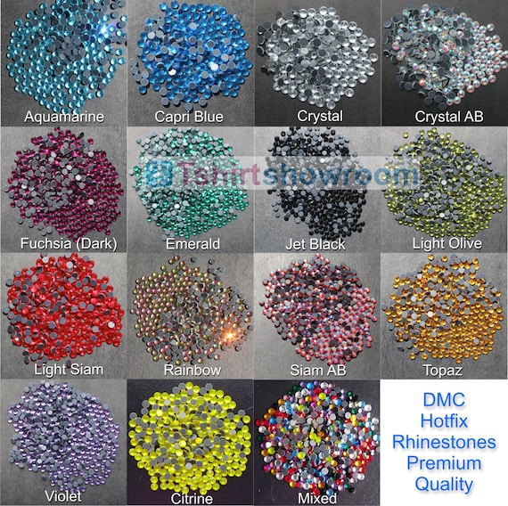 or 250 option - FREE POSTAGE 21 Colours 500 x SS30 Crystal Hotfix Rhinestones