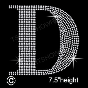 Big - 7.5 inch height Times New Roman Letters Rhinestone/Diamante Transfer Hotfix Iron on Motif in crystal Applique with a free gift