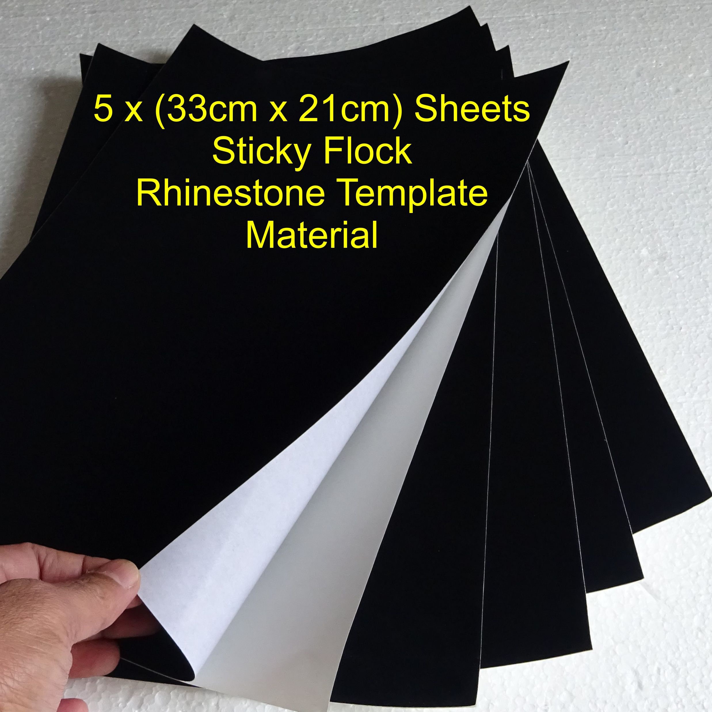 5 X Sheets 33cm X 21cm of Sticky Back Flock Rhinestone Template