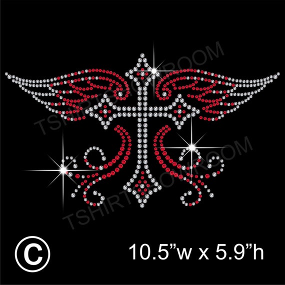 Hot Fix Motif Rhinestone Transfer Cross 10