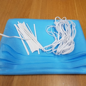 75 cm Blue 40gsm Spun bond Non woven Polypropylene fabric material + 1m Ear loop elastic + 5 Nose wires with every meter fabric