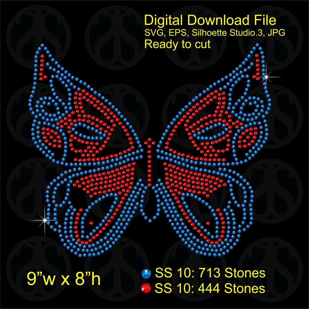 Download Butterfly Design to Make Rhinestone Iron on Transfer Motif ...