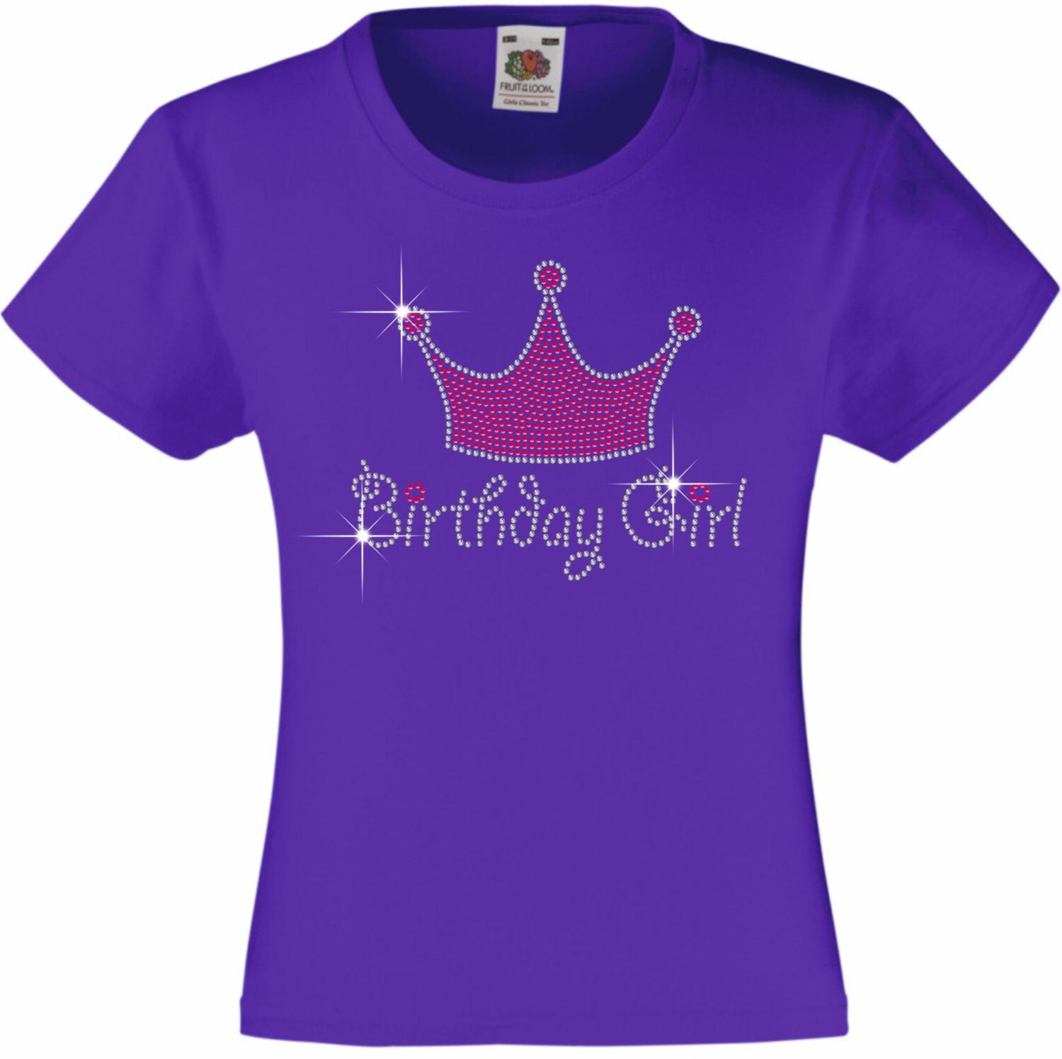 Crown / Tiara Rhinestone / Diamanté Embellished T Shirt Gift for Girls | UK Crown / Tiara Rhinestone / Diamanté Embellished T Shirt Gift for Girls | UK