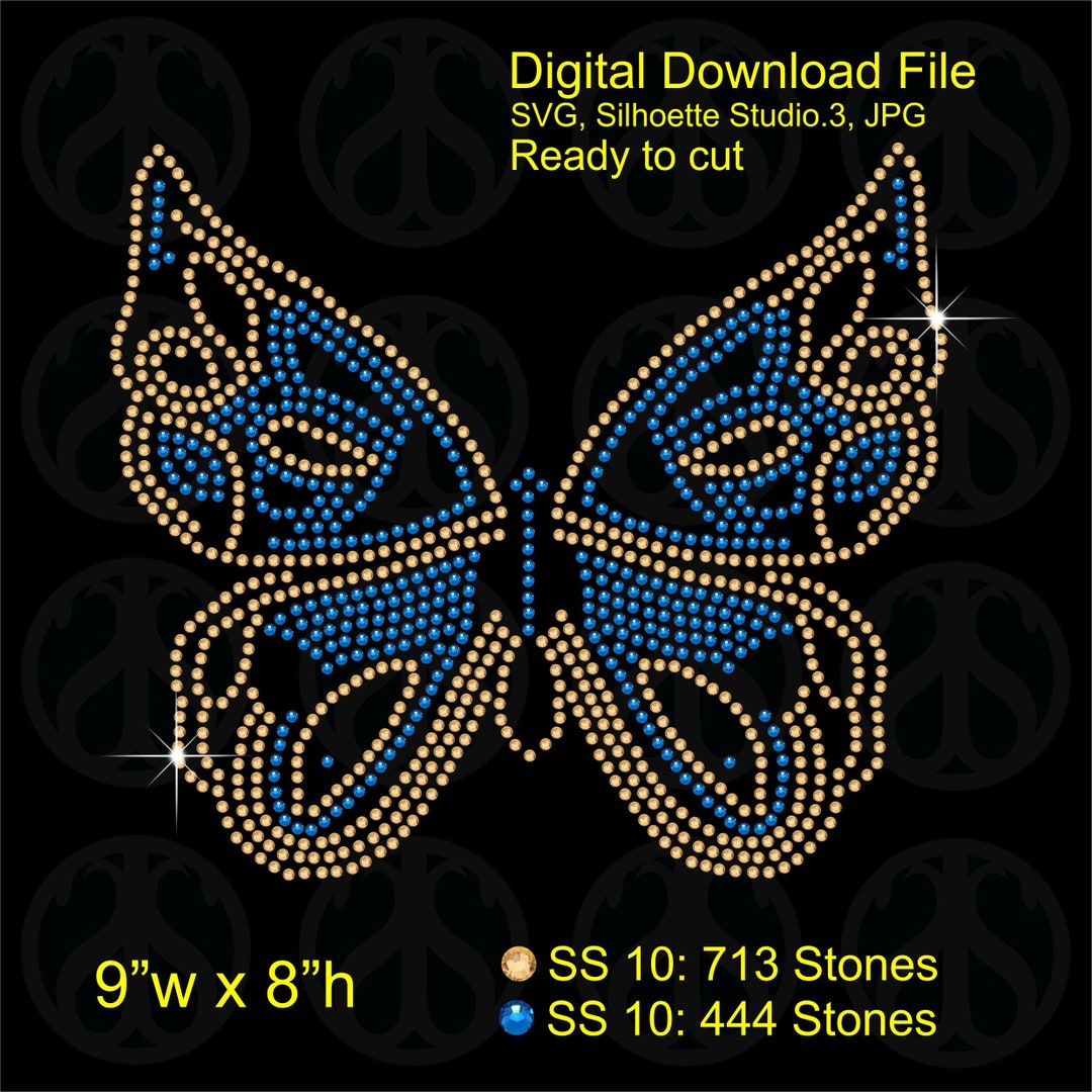 Download Butterfly Design to Make Rhinestone Iron on Transfer Applique ...