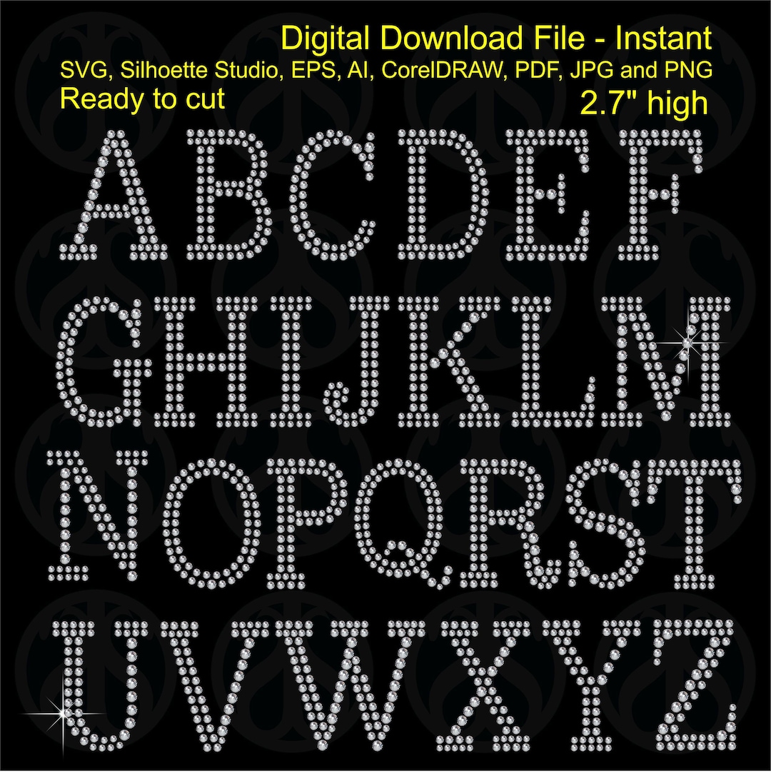 Download All 26 Letters 2.7 Inch High in Capital to Make Rhinestone ...
