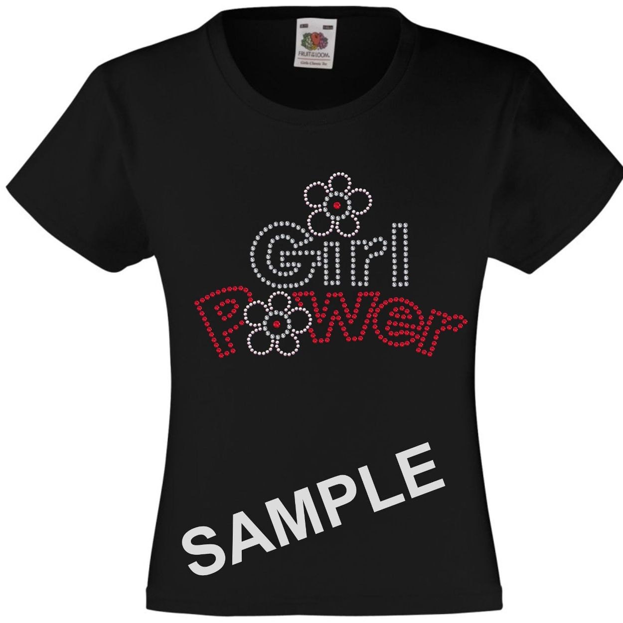 Trasferibile Hotfix Strass Girl Power Con Omaggio - Cristallo, AB E Rosso (8.5x5.7 Pollici)