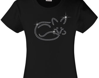 Fox animal lover's Rhinestone Diamante Embellished T Shirt for Girls, Great gift idea for her birthdays or any occasion