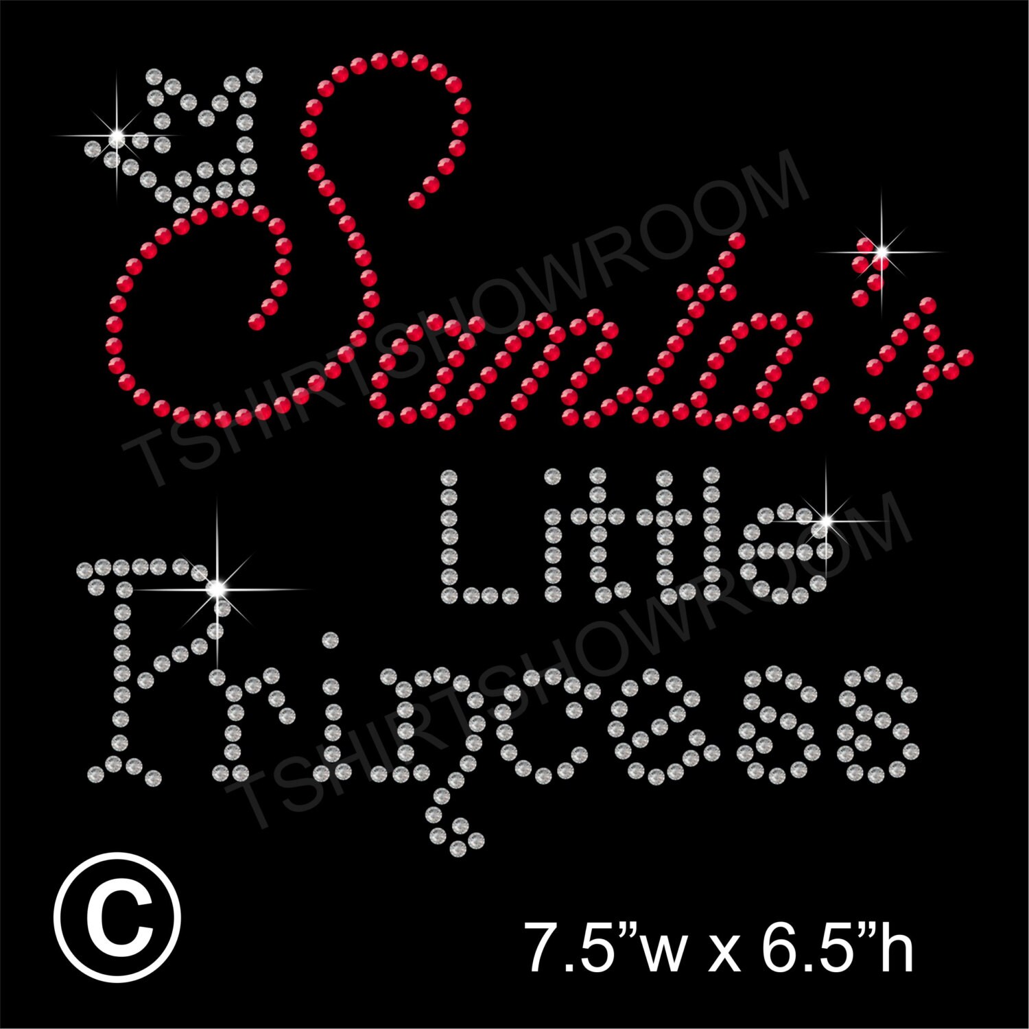 Santa's Little Princess Christmas Rhinestone Transfer Hotfix Iron on+free gift 