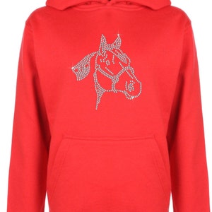Horse Face Rhinestone / Diamanté embellished Children's Hoodie Unisex style Beautiful pullover for animal loving kids Great gift image 5