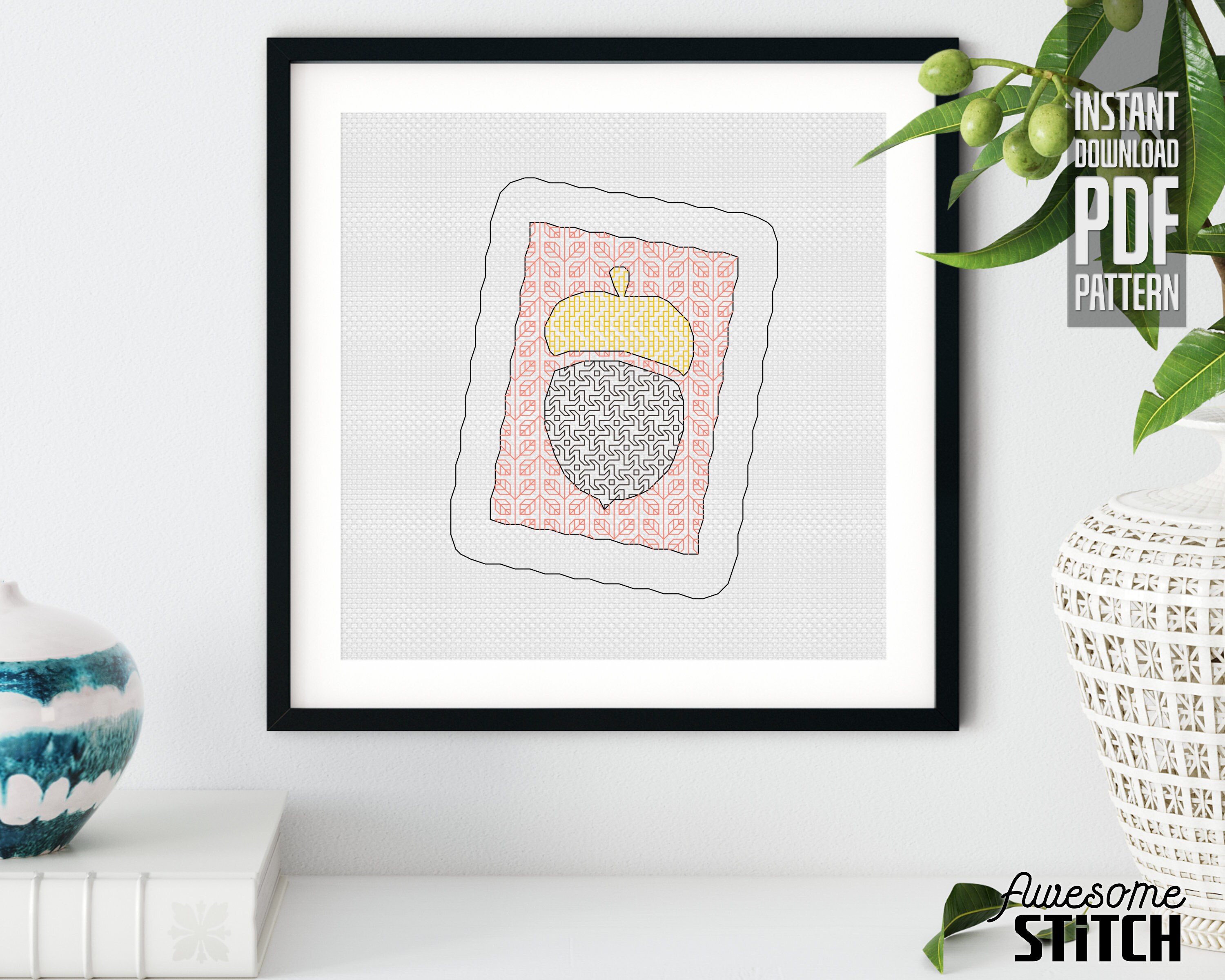 Animal Crossing DIY Recipe Card PDF Blackwork Cross Stitch | Etsy