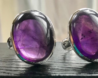 Oval Amethyst Ring: 925 Sterling Silver, February Birthstone
