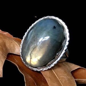 Labradorite ring Size 6 sterling silver 925 statement ring Labradorite gemstone ring bohemian men women ring Jewelry gift set for her him