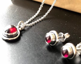Granaatketting sterlingzilver voor mannen vrouwen kleine granaat bezel set hanger ketting-januari geboortesteen kristal ketting-waterman vrouwen cadeau