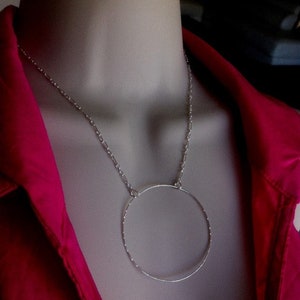 Circle Necklace Extra Large-Sterling Silver Large Circle Necklace- 925 Dainty Big Circle Necklace- Minimal Silver Circle -Karma Jewelry Gift