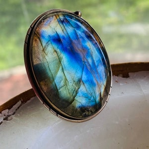 Labradorite Ring for Women Large Oval Labradorite Ring Sterling Silver Set- Oversized Ring- Natural Labradorite Chunky Statement Ring- Gifts