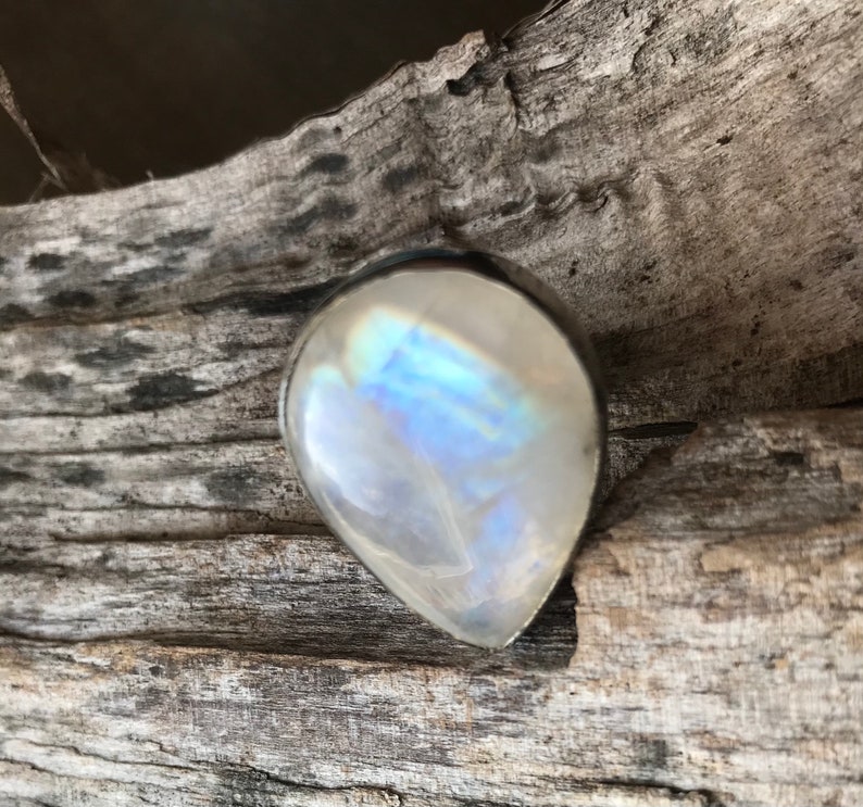 Rainbow Moonstone ring handmade sterling silver moonstone ring size 7.5 ladies.ring gift for her women unique tear drop moonstone ring 925