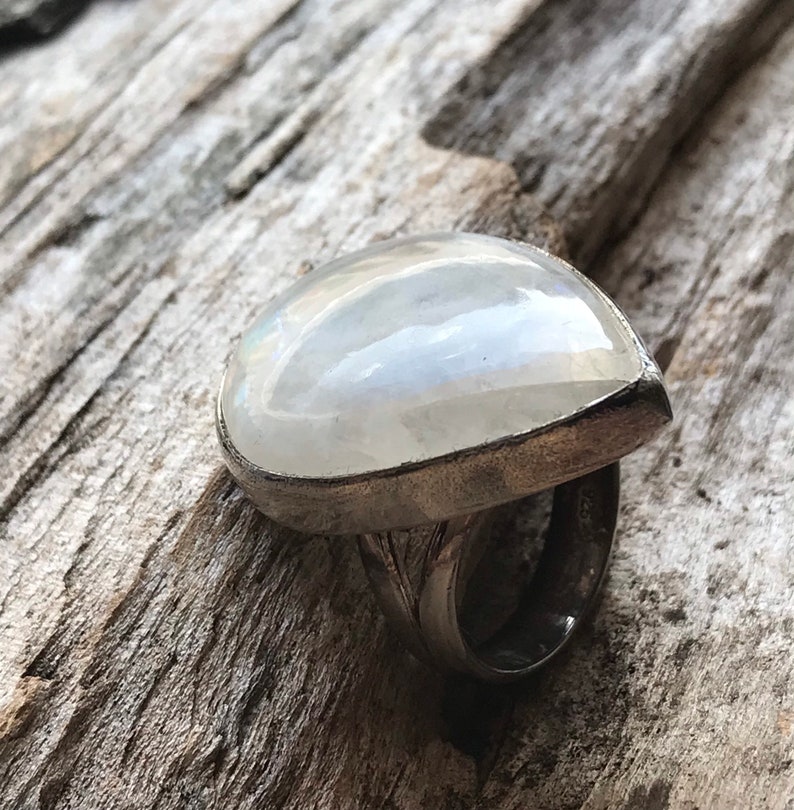 Rainbow Moonstone ring handmade sterling silver moonstone ring size 7.5 ladies.ring gift for her women unique tear drop moonstone ring 925