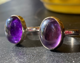 Amethyst Ring: Oval Sterling Silver February Birthstone Jewelry