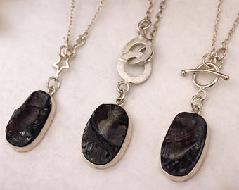 Black Shungite Pendant Necklace For Men Women- EMF Crystal Protector Necklace Jewelry Gifts For Him Her - Shungite Gemstone Shield Necklace