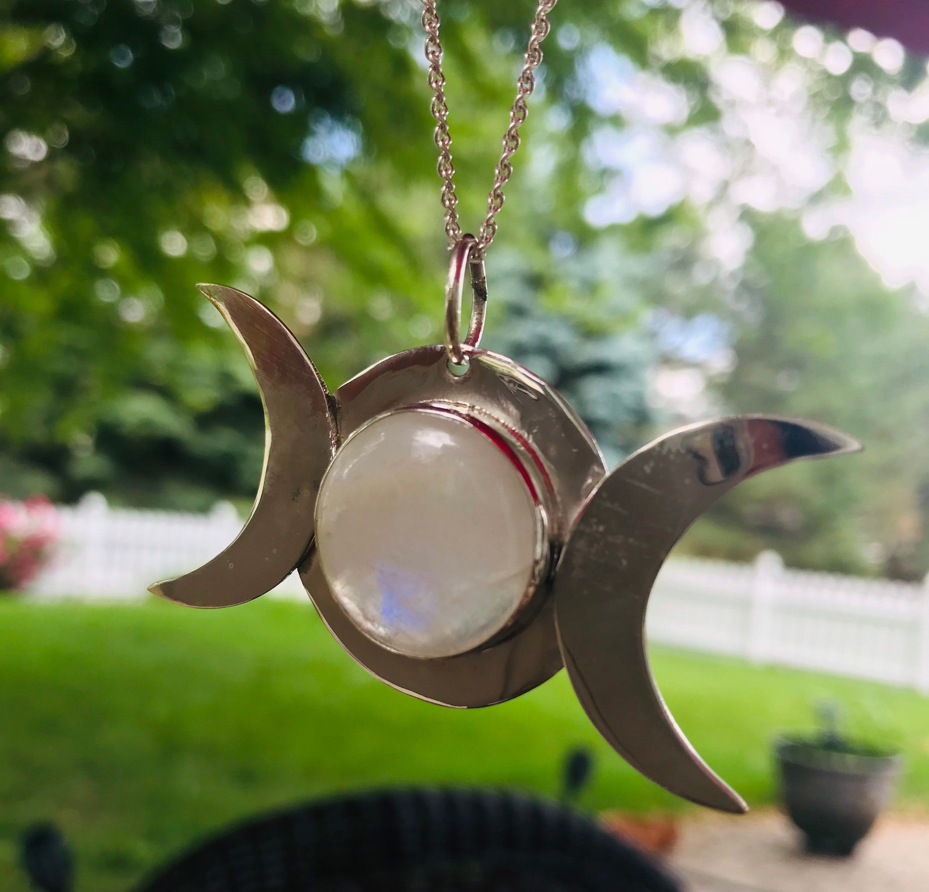 MM: Silver Moon Phase Goddess Pendant