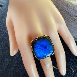 blue labradorite statement rings for men women