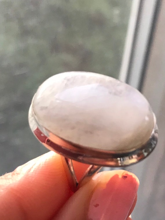 Gift Box Two Tones Fire Opal Ring 02 Gorgeous Flashes High Vibration Crystal Energy Size 7.5