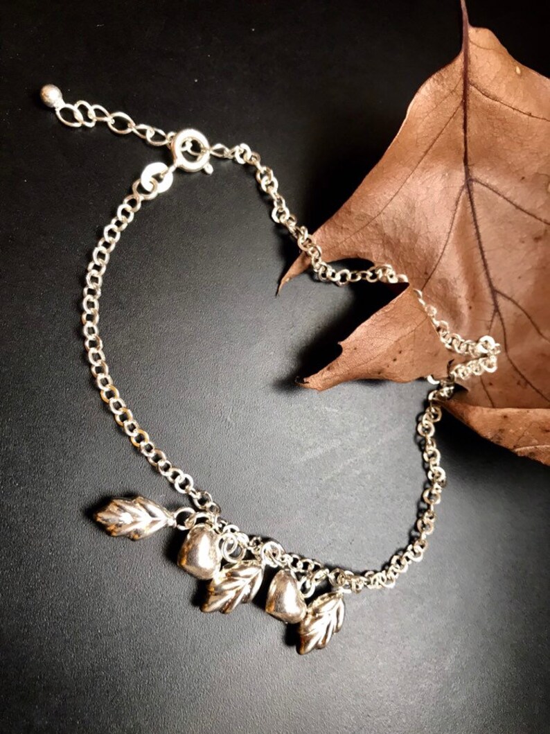 Sterling silver chain anklet dangly charm anklet boho beach anklet dainty silver anklet gift for her women girlfriend bohemian ankle jewelry