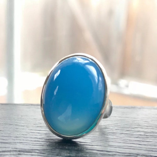 Aqua Chalcedony Gemstone Ring-925 Sterling Silver - Etsy