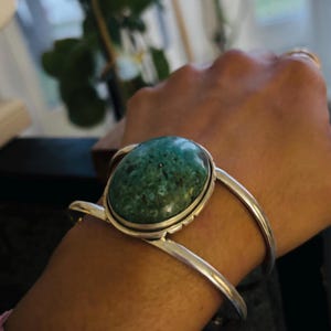 男性と女性のための本物のターコイズブレスレット - スターリングシルバーターコイズ調節可能カフ - サウスウェストバングルブレスレット - ギフトボヘミアンリストステートメント