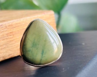Anello In Argento Placcato Con Cabochon Di Diaspro Spesso - 5