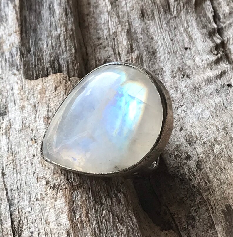 Rainbow Moonstone ring handmade sterling silver moonstone ring size 7.5 ladies.ring gift for her women unique tear drop moonstone ring 925