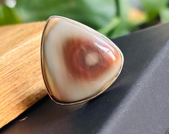 Large Jasper Pear Cut Ring for Men Women Sterling Silver Set - Size 9 Jasper Cabochon Ring Bezel Set 925- Unique Jasper statement Ring-Gifts