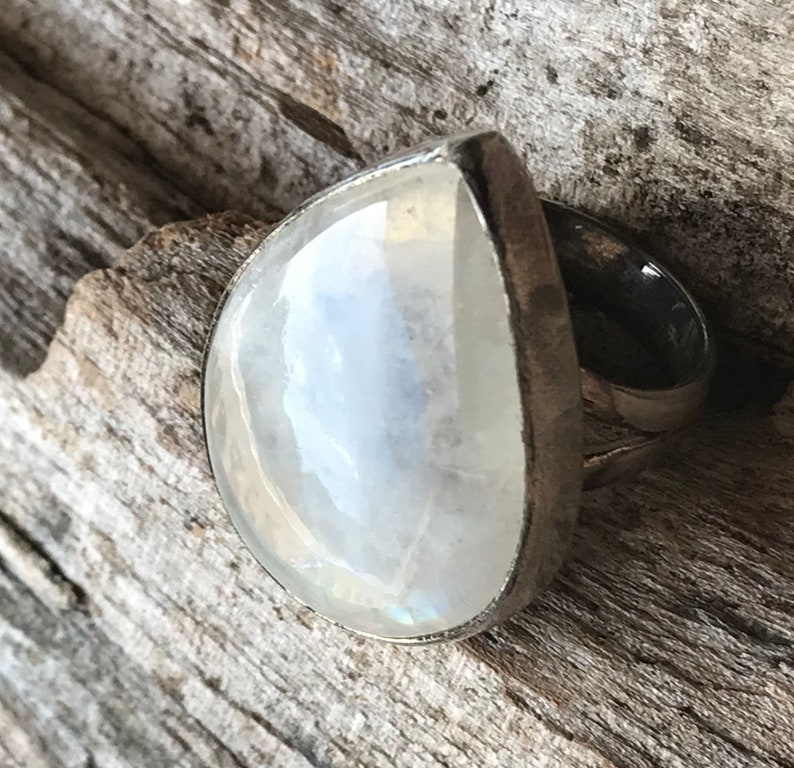 Rainbow Moonstone ring handmade sterling silver moonstone ring size 7.5 ladies.ring gift for her women unique tear drop moonstone ring 925