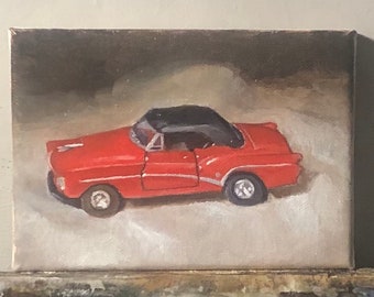 Peinture à l’huile de voiture rouge
