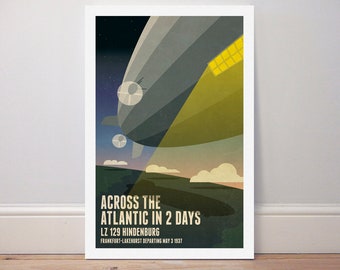 Zeppelin Across Atlantic Hamburg Travel Tourism Vintage Poster Repro FREE S//H