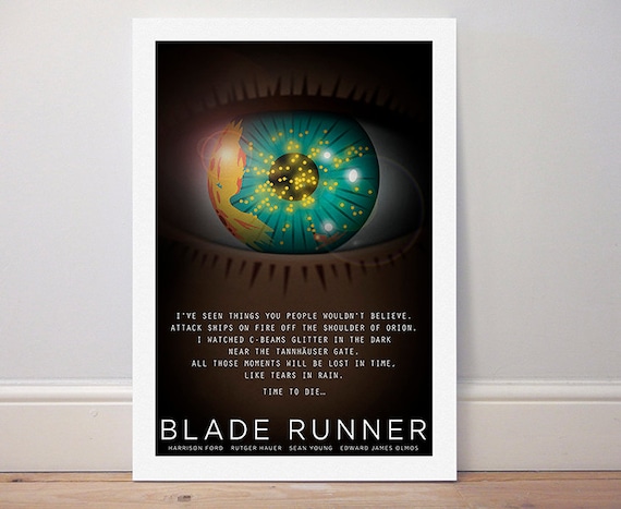 BLADE RUNNER POSTER Rutger Hauer /'Tears in Rain/' Wall Art Print Photo A3 A4