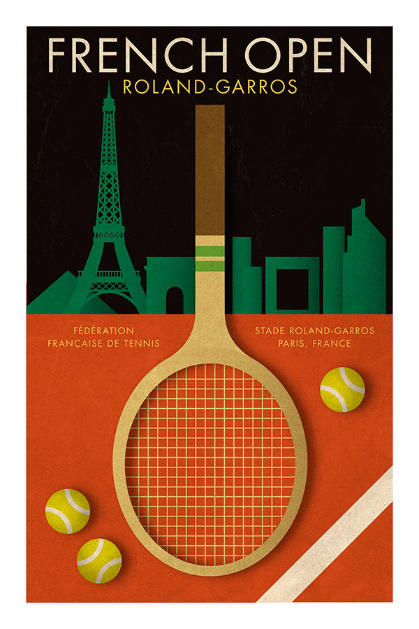 FRENCH OPEN TENNIS poster retro style sports memorabilia Nadal Etsy