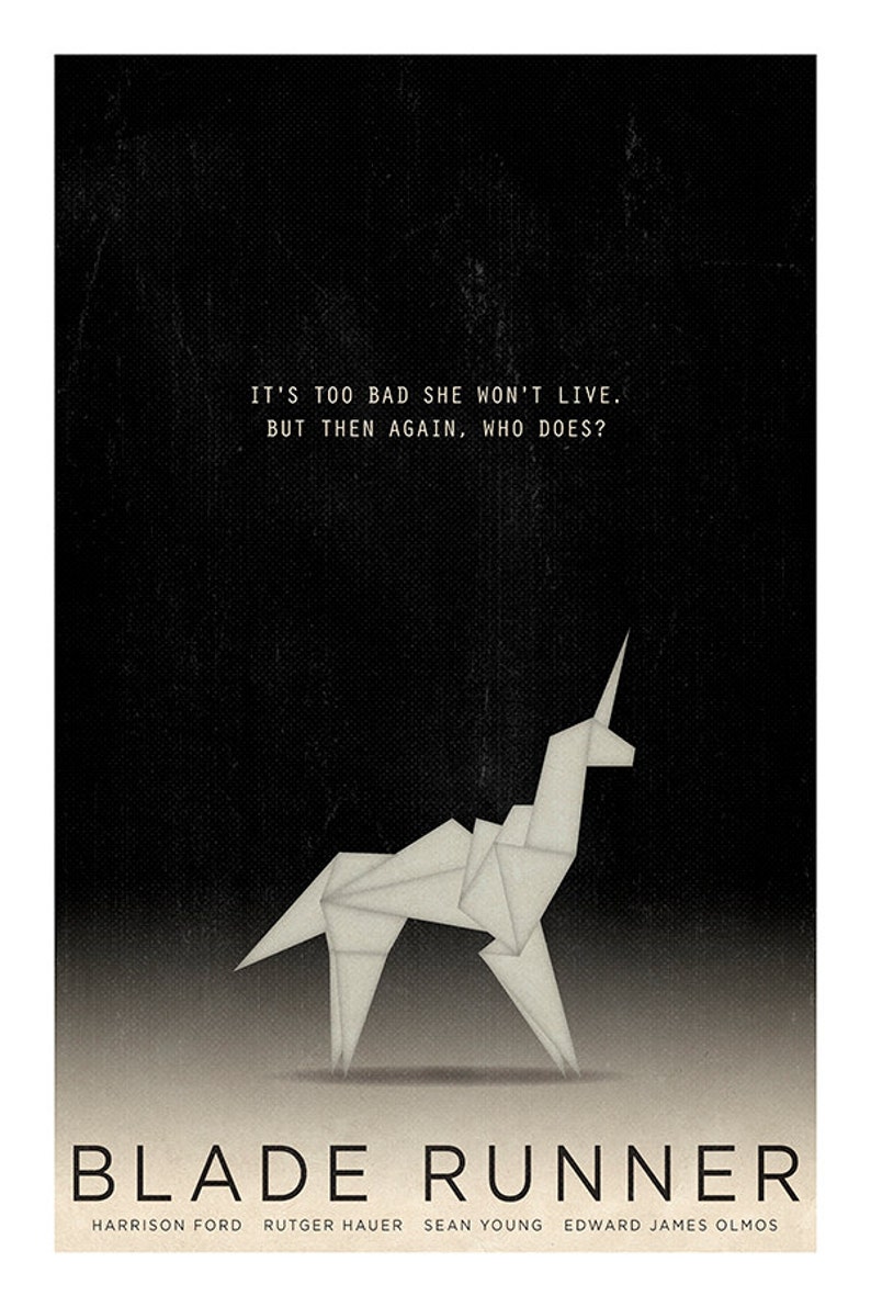 Movie poster Blade Runner 'Unicorn' colour print Etsy