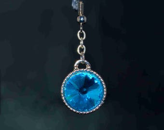 Ozean-Tropfen-Ohrringe, Meer Ohrringe, Auqua Himmel, Turquois Fluss, blauer Strass, silbernen Himmel, Wasser, blaues Loch, Phaux Diamant, Emraldsafire
