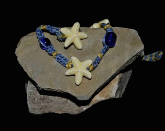 Braded Sea Star Bracelet, Beaded Sea Star, Woven Starfish, Sandy Bracelet, Sandy Ocean, Metal-free Friendship, hypoallergenic, Beaded Ocean