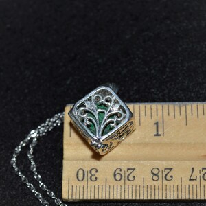 Silver Square diffusormedaljong, aromaterapihalsband, majsstjälkdesign, stålhänge, eterisk olja, burstil, fantasi, VioletOpal bild 6