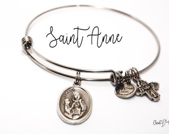 Ann Bangle Bracelet St Patron Saint Anne Confirmation Gift
