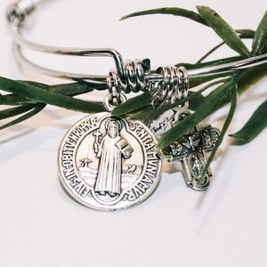 St. Benedict  Bangle| patron of a happy| Catholic Bangle| Catholic Gift