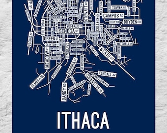 Map Of Ithaca Ny Ithaca New York Map | Etsy