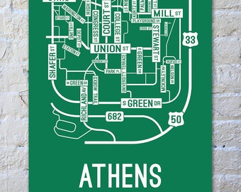 Normal Illinois Street Map Screen Print College Town Maps | Etsy