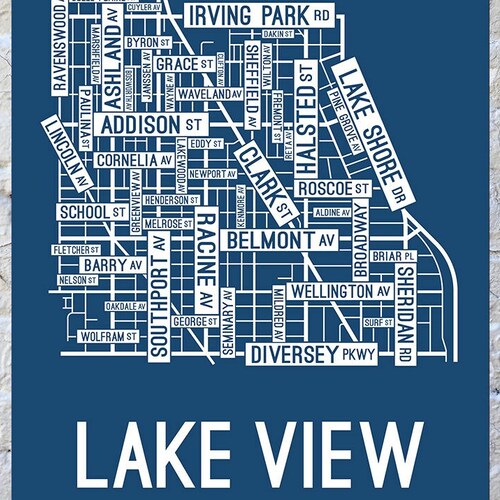 Wrigleyville Chicago Street Map Screen Print Chicago | Etsy