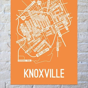 Knoxville, Tennessee Street Map Screen Print - College Town Map