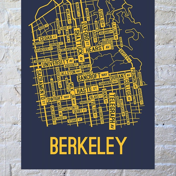 Berkeley, California Street Map Screen Print | College Town Map