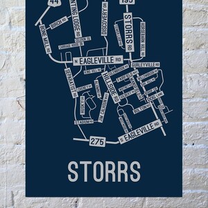 Storrs, Connecticut Street Map Screen Print - College Town Map
